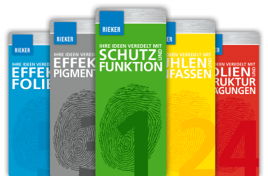 Alle Druckveredelungen aus den RIEKER Produktfächern